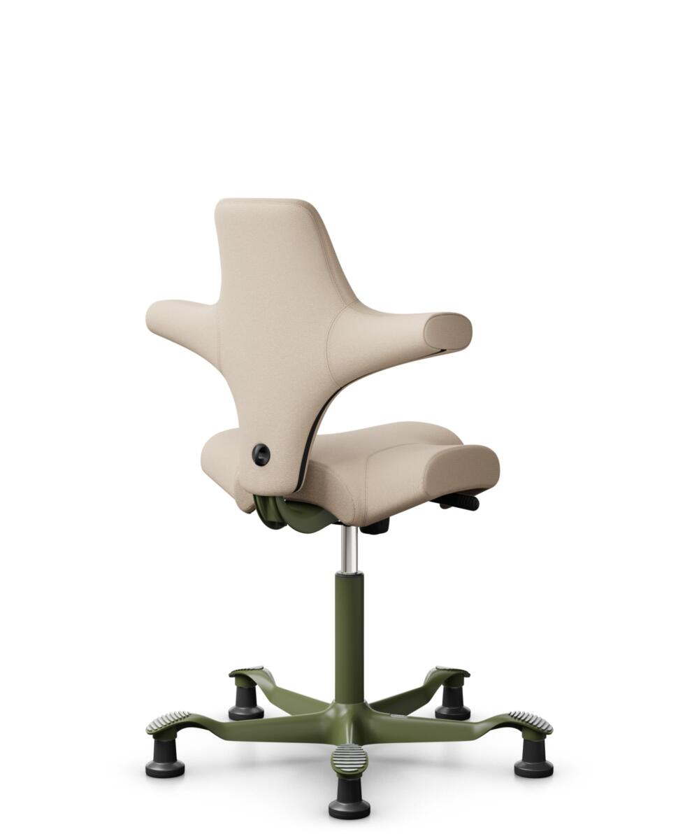 HÅG Capisco 8106 - Select (Gabriel) - Wol / Polyamide - SC61188 - Light beige - Framekleur - Moss Grey - Gasveer - 265 mm (Zithoogte 53-79cm) - Vloercontact - Glijdoppen - Voetenring - Nee, geen voetenring - Voetster - Nee, voetster in framekleur - 3