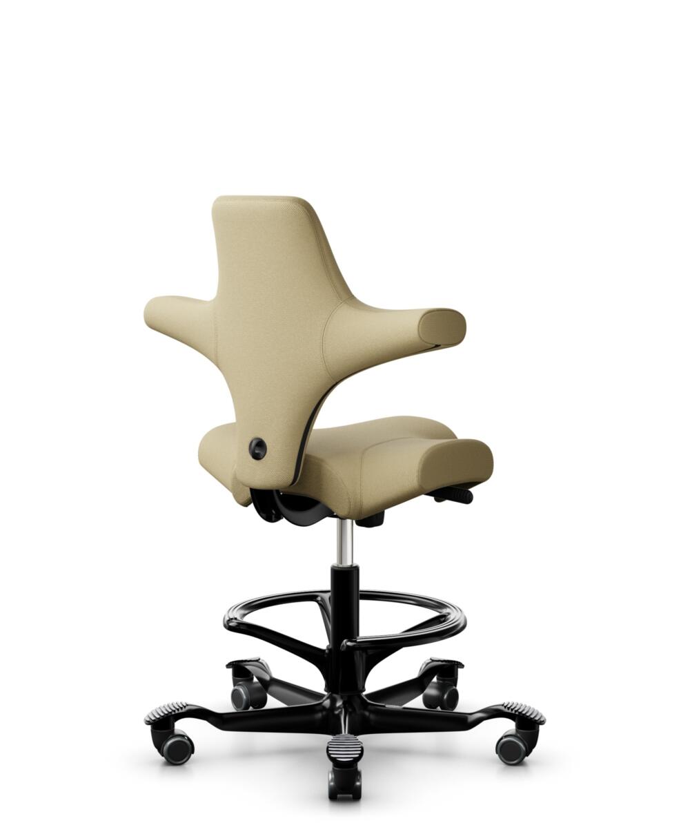 HÅG Capisco 8106 - Select (Gabriel) - Wol / Polyamide - SC62097 - Light ochre - Framekleur - Zwart - Gasveer - 200 mm (Zithoogte 46-64cm) - Vloercontact - Harde wielen t.b.v. zachte vloeren - Voetenring - Ja, in framekleur - Voetster - Nee, voetster in... - 1