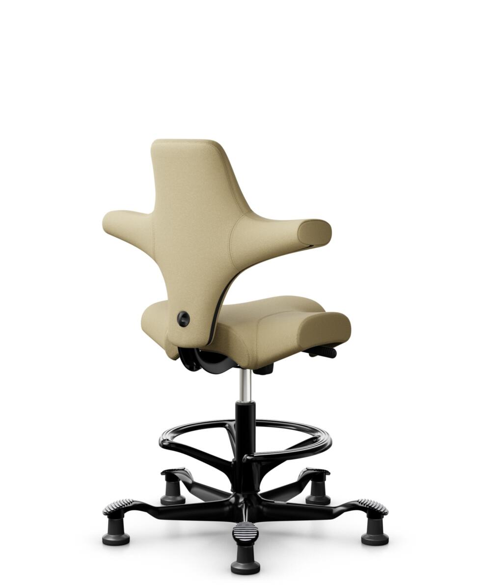 HÅG Capisco 8106 - Select (Gabriel) - Wol / Polyamide - SC62097 - Light ochre - Framekleur - Zwart - Gasveer - 200 mm (Zithoogte 46-64cm) - Vloercontact - Glijdoppen - Voetenring - Ja, in framekleur - Voetster - Nee, voetster in framekleur - 1