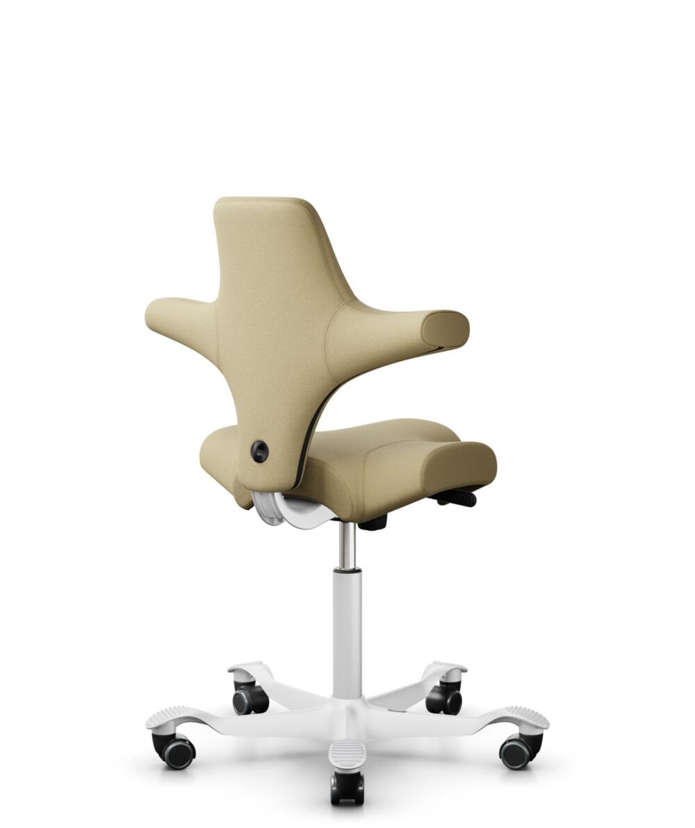 HÅG Capisco 8106 - Select (Gabriel) - Wol / Polyamide - SC62097 - Light ochre - Framekleur - Wit - Gasveer - 200 mm (Zithoogte 46-64cm) - Vloercontact - Zachte wielen t.b.v. harde vloeren - Voetenring - Nee, geen voetenring - Voetster - Nee, voetster i... - 3