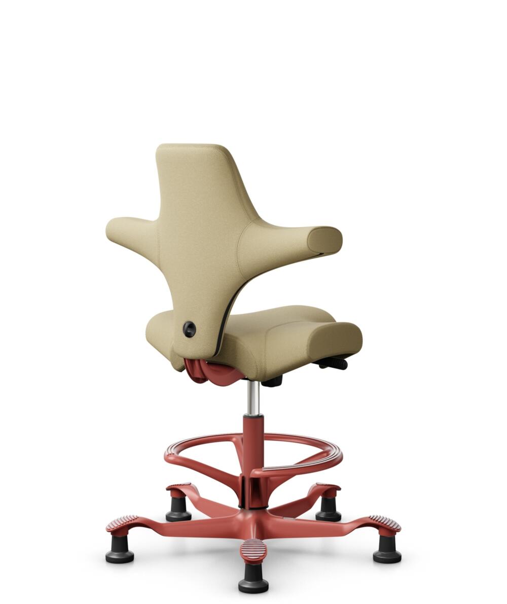 HÅG Capisco 8106 - Select (Gabriel) - Wol / Polyamide - SC62097 - Light ochre - Framekleur - Blush Rose - Gasveer - 200 mm (Zithoogte 46-64cm) - Vloercontact - Glijdoppen - Voetenring - Ja, in framekleur - Voetster - Nee, voetster in framekleur - 1