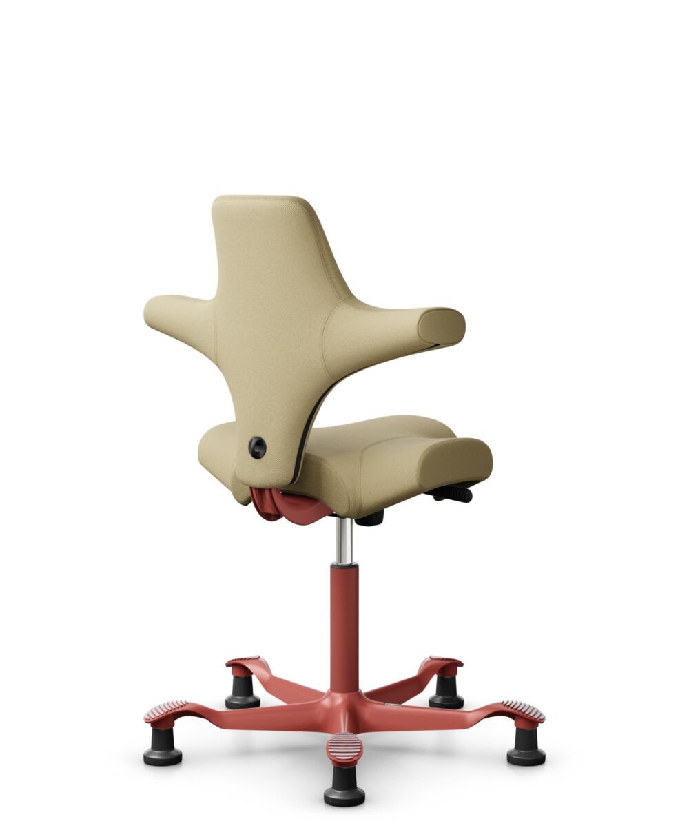 HÅG Capisco 8106 - Select (Gabriel) - Wol / Polyamide - SC62097 - Light ochre - Framekleur - Blush Rose - Gasveer - 265 mm (Zithoogte 53-79cm) - Vloercontact - Glijdoppen - Voetenring - Nee, geen voetenring - Voetster - Nee, voetster in framekleur - 3
