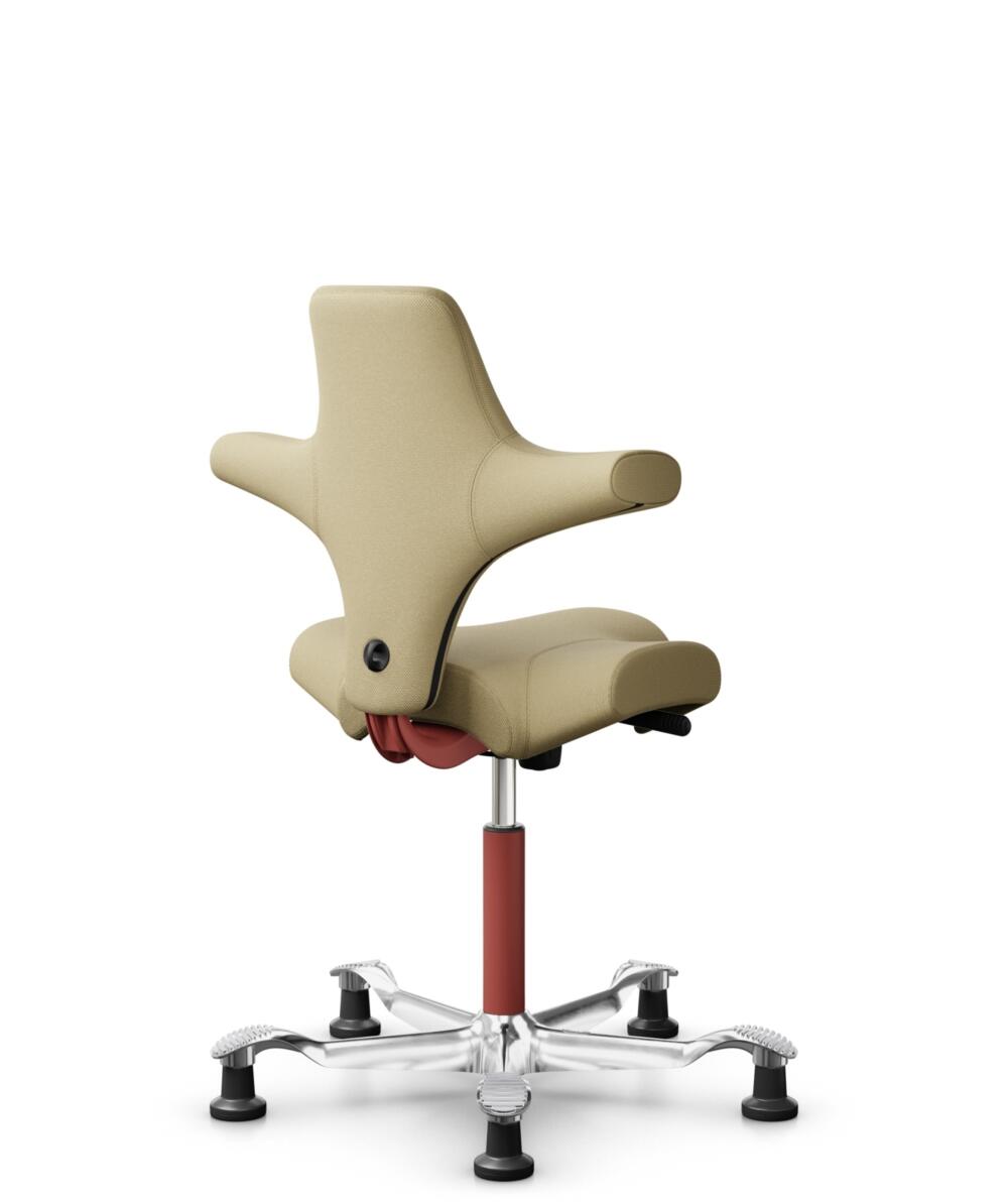 HÅG Capisco 8106 - Select (Gabriel) - Wol / Polyamide - SC62097 - Light ochre - Framekleur - Blush Rose - Gasveer - 265 mm (Zithoogte 53-79cm) - Vloercontact - Glijdoppen - Voetenring - Nee, geen voetenring - Voetster - Ja, voetster in gepolijst aluminium - 1