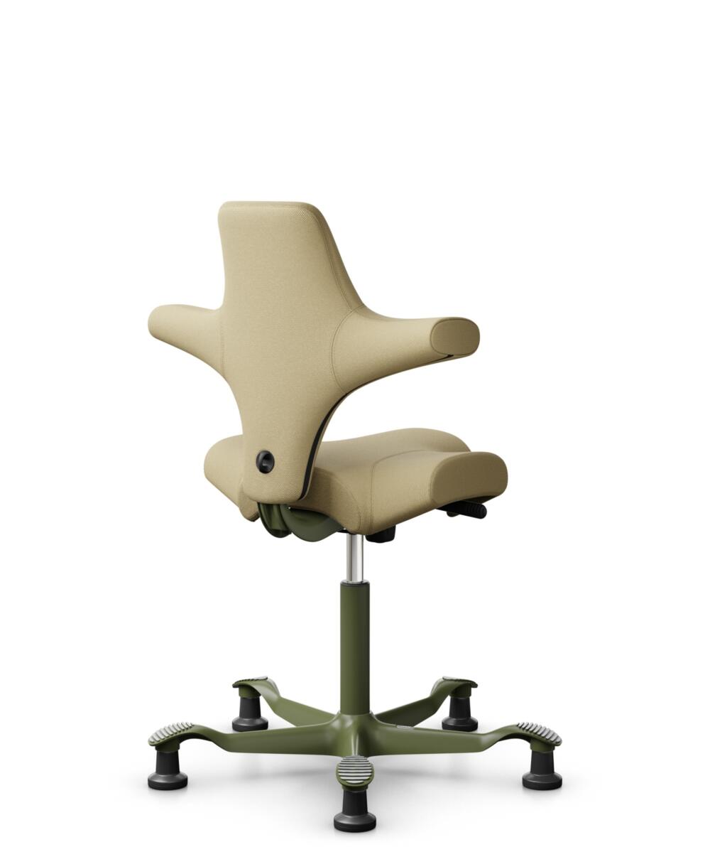 HÅG Capisco 8106 - Select (Gabriel) - Wol / Polyamide - SC62097 - Light ochre - Framekleur - Moss Grey - Gasveer - 200 mm (Zithoogte 46-64cm) - Vloercontact - Glijdoppen - Voetenring - Nee, geen voetenring - Voetster - Nee, voetster in framekleur - 1