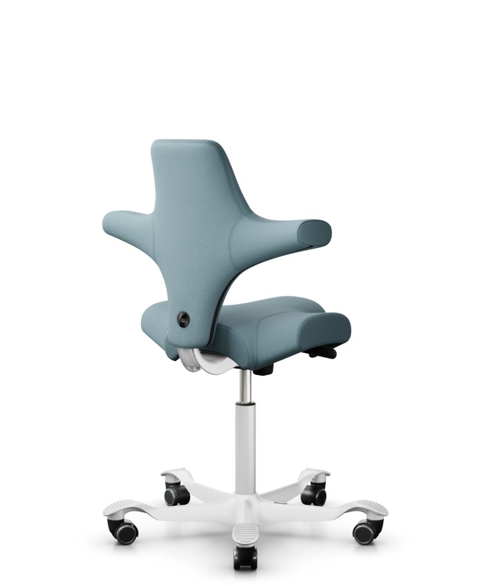 HÅG Capisco 8106 - Select (Gabriel) - Wol / Polyamide - SC67098 - Glacier blue - Framekleur - Wit - Gasveer - 200 mm (Zithoogte 46-64cm) - Vloercontact - Zachte wielen t.b.v. harde vloeren - Voetenring - Nee, geen voetenring - Voetster - Nee, voetster ... - 3