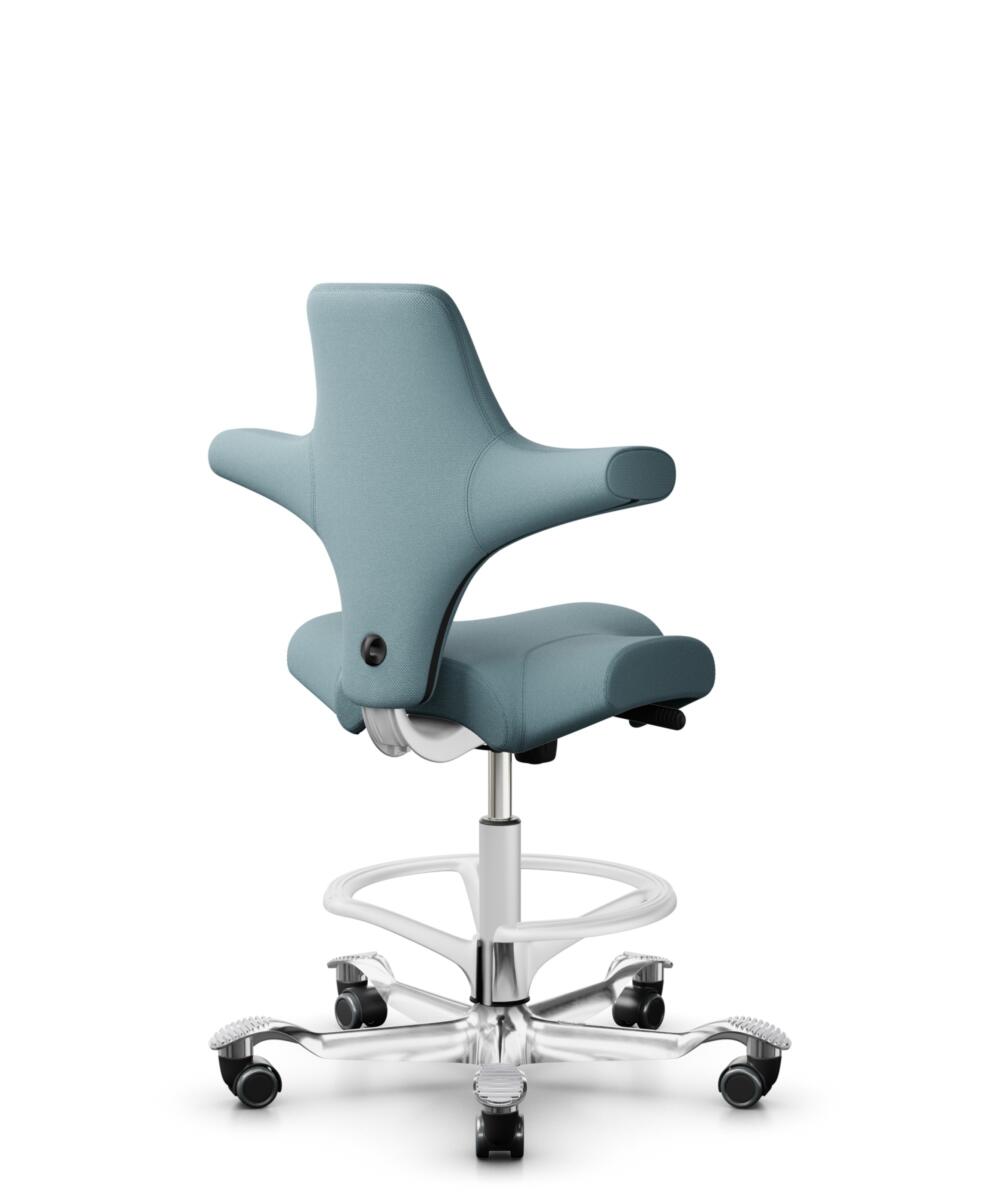HÅG Capisco 8106 - Select (Gabriel) - Wol / Polyamide - SC67098 - Glacier blue - Framekleur - Wit - Gasveer - 200 mm (Zithoogte 46-64cm) - Vloercontact - Zachte wielen t.b.v. harde vloeren - Voetenring - Ja, in framekleur - Voetster - Ja, voetster in g... - 3