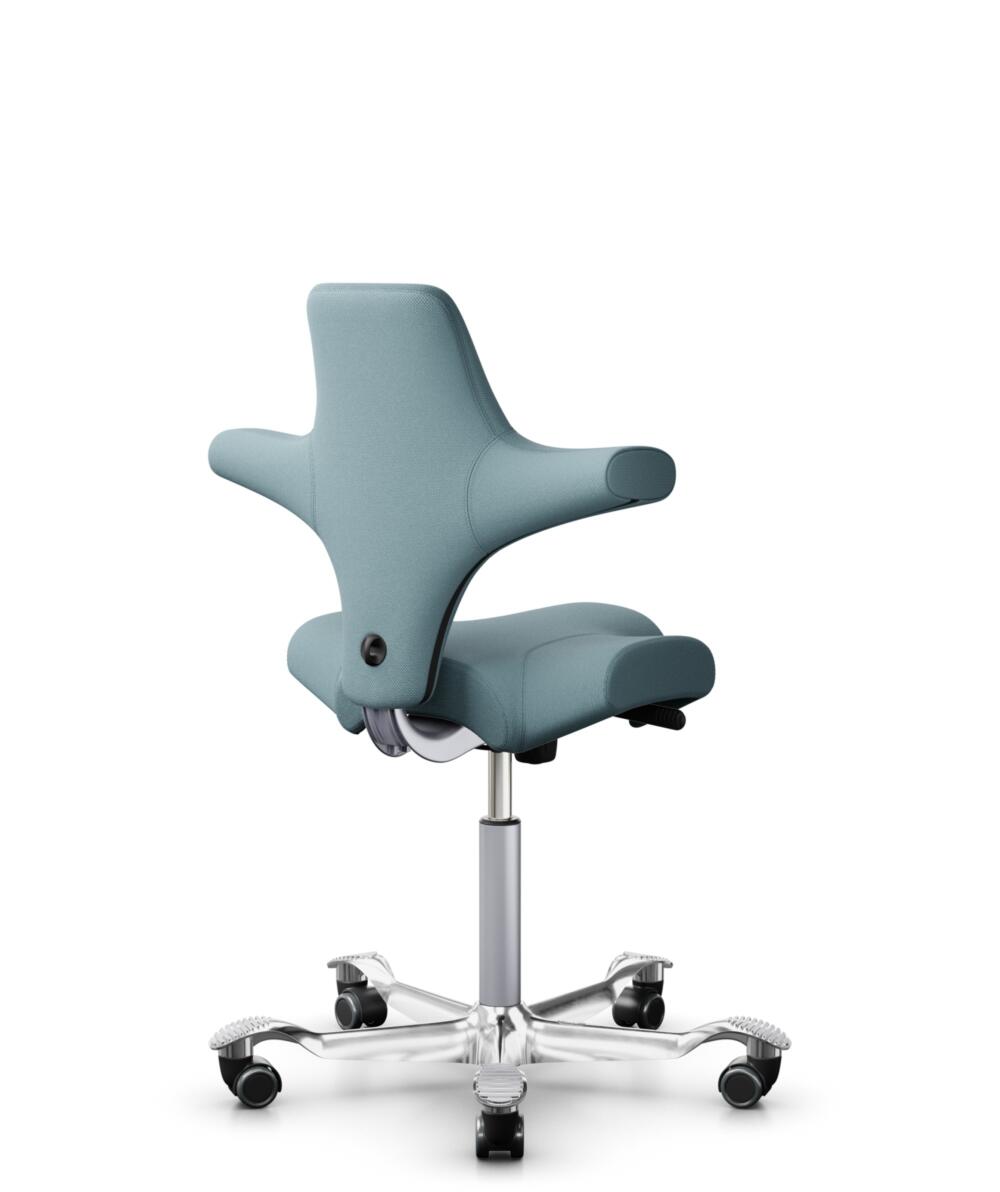 HÅG Capisco 8106 - Select (Gabriel) - Wol / Polyamide - SC67098 - Glacier blue - Framekleur - Zilver - Gasveer - 150 mm (Zithoogte 40-55cm) - Vloercontact - Zachte wielen t.b.v. harde vloeren - Voetenring - Nee, geen voetenring - Voetster - Ja, voetste... - 3