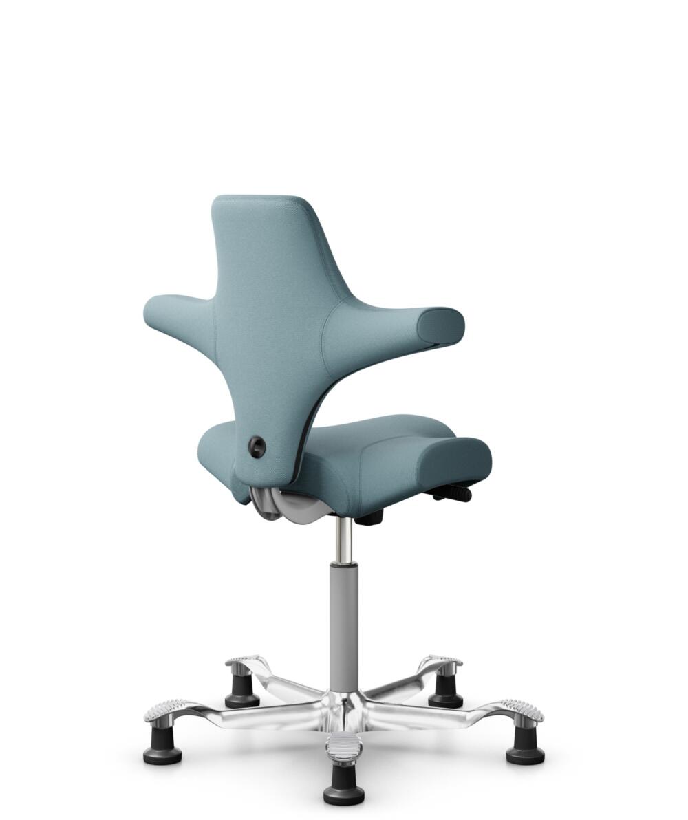 HÅG Capisco 8106 - Select (Gabriel) - Wol / Polyamide - SC67098 - Glacier blue - Framekleur - Zilver - Gasveer - 200 mm (Zithoogte 46-64cm) - Vloercontact - Glijdoppen - Voetenring - Nee, geen voetenring - Voetster - Ja, voetster in gepolijst aluminium - 3