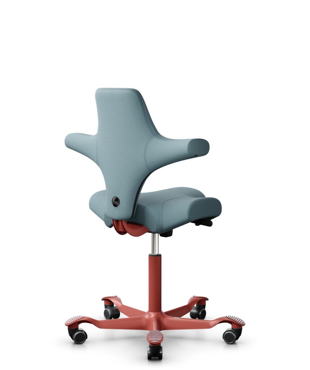 HÅG Capisco 8106 - Select (Gabriel) - Wol / Polyamide - SC67098 - Glacier blue - Framekleur - Blush Rose - Gasveer - 200 mm (Zithoogte 46-64cm) - Vloercontact - Harde wielen t.b.v. zachte vloeren - Voetenring - Nee, geen voetenring - Voetster - Nee, vo... - 3