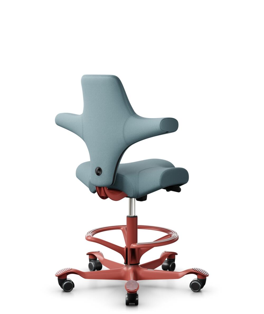 HÅG Capisco 8106 - Select (Gabriel) - Wol / Polyamide - SC67098 - Glacier blue - Framekleur - Blush Rose - Gasveer - 200 mm (Zithoogte 46-64cm) - Vloercontact - Zachte wielen t.b.v. harde vloeren - Voetenring - Ja, in framekleur - Voetster - Nee, voets... - 1