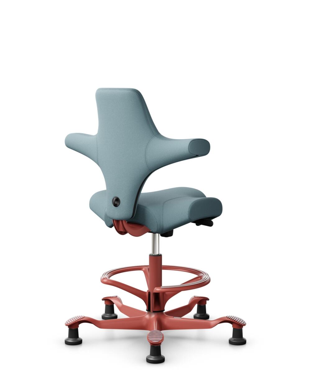 HÅG Capisco 8106 - Select (Gabriel) - Wol / Polyamide - SC67098 - Glacier blue - Framekleur - Blush Rose - Gasveer - 200 mm (Zithoogte 46-64cm) - Vloercontact - Glijdoppen - Voetenring - Ja, in framekleur - Voetster - Nee, voetster in framekleur - 1