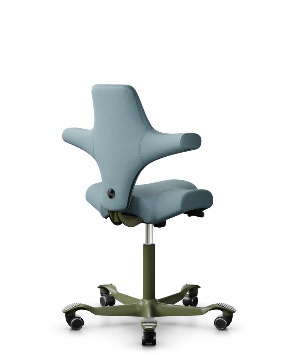HÅG Capisco 8106 - Select (Gabriel) - Wol / Polyamide - SC67098 - Glacier blue - Framekleur - Moss Grey - Gasveer - 265 mm (Zithoogte 53-79cm) - Vloercontact - Harde wielen t.b.v. zachte vloeren - Voetenring - Nee, geen voetenring - Voetster - Nee, voe... - 1