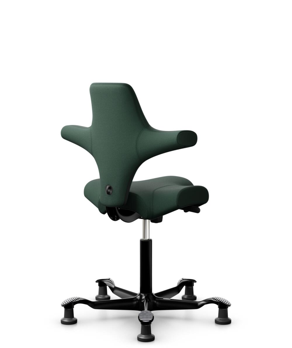 HÅG Capisco 8106 - Select (Gabriel) - Wol / Polyamide - SC68209 - Dark green - Framekleur - Zwart - Gasveer - 150 mm (Zithoogte 40-55cm) - Vloercontact - Glijdoppen - Voetenring - Nee, geen voetenring - Voetster - Nee, voetster in framekleur - 3