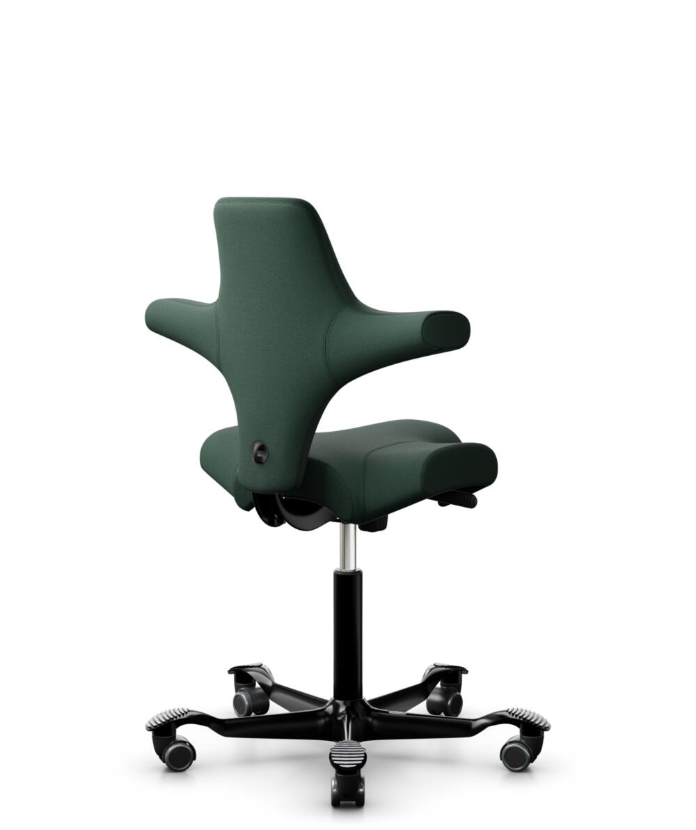 HÅG Capisco 8106 - Select (Gabriel) - Wol / Polyamide - SC68209 - Dark green - Framekleur - Zwart - Gasveer - 200 mm (Zithoogte 46-64cm) - Vloercontact - Zachte wielen t.b.v. harde vloeren - Voetenring - Nee, geen voetenring - Voetster - Nee, voetster ... - 3