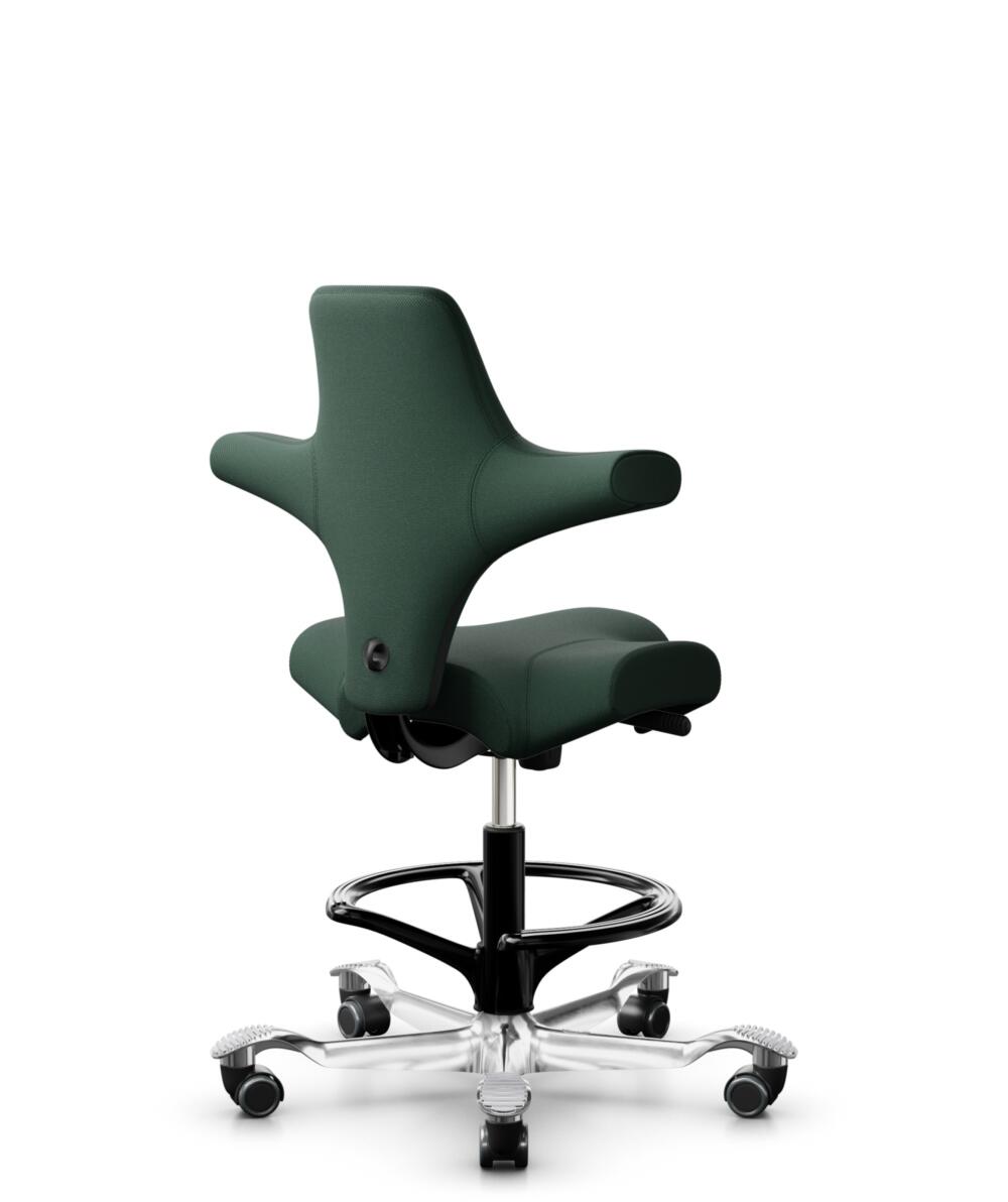 HÅG Capisco 8106 - Select (Gabriel) - Wol / Polyamide - SC68209 - Dark green - Framekleur - Zwart - Gasveer - 265 mm (Zithoogte 53-79cm) - Vloercontact - Harde wielen t.b.v. zachte vloeren - Voetenring - Ja, in framekleur - Voetster - Ja, voetster in g... - 3