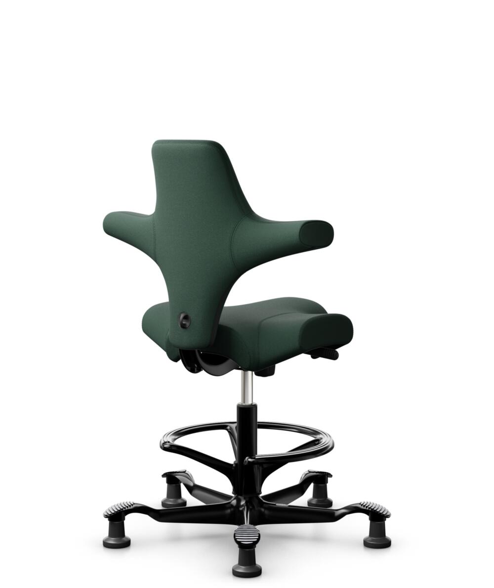 HÅG Capisco 8106 - Select (Gabriel) - Wol / Polyamide - SC68209 - Dark green - Framekleur - Zwart - Gasveer - 265 mm (Zithoogte 53-79cm) - Vloercontact - Glijdoppen - Voetenring - Ja, in framekleur - Voetster - Nee, voetster in framekleur - 1