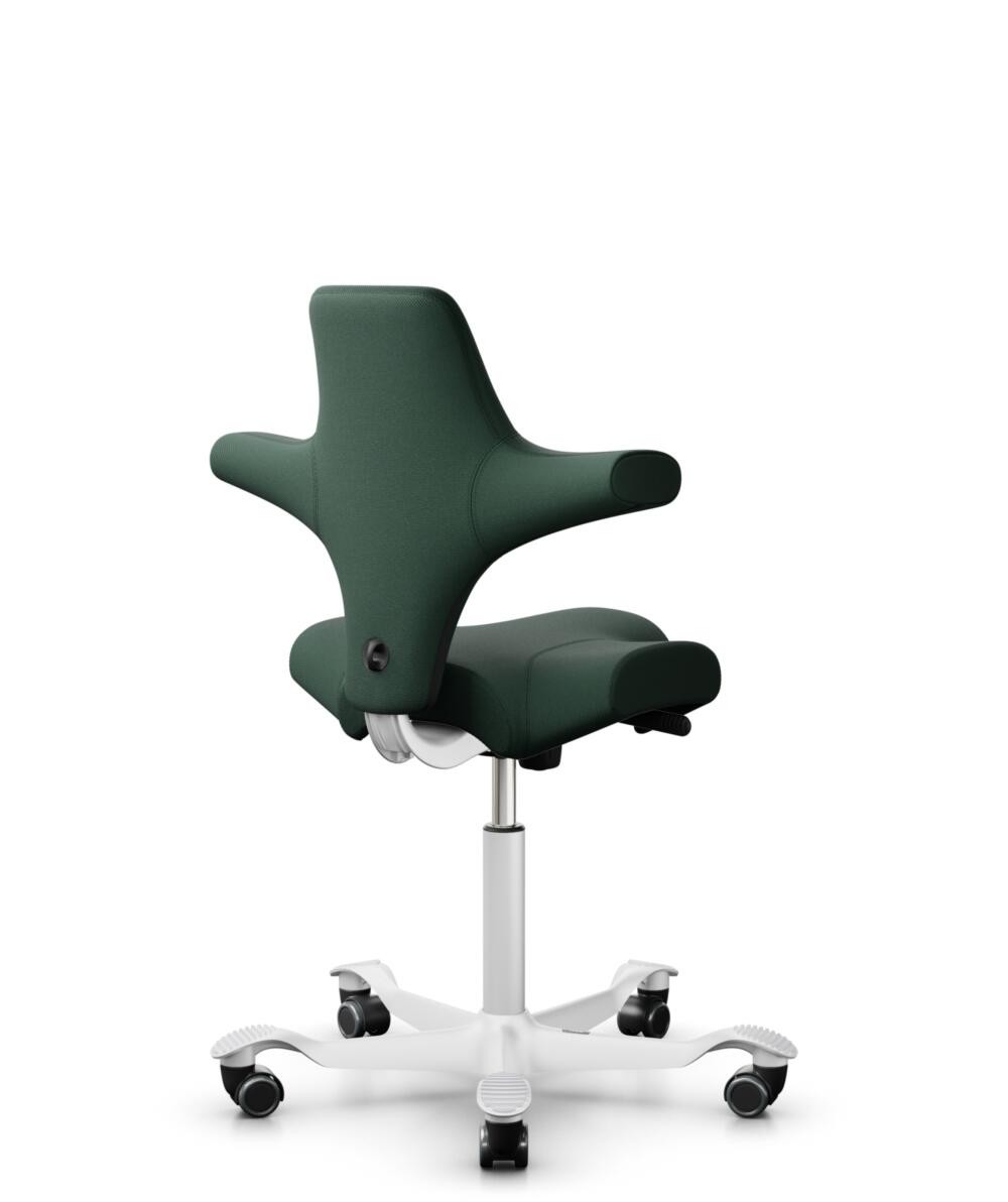HÅG Capisco 8106 - Select (Gabriel) - Wol / Polyamide - SC68209 - Dark green - Framekleur - Wit - Gasveer - 265 mm (Zithoogte 53-79cm) - Vloercontact - Zachte wielen t.b.v. harde vloeren - Voetenring - Nee, geen voetenring - Voetster - Nee, voetster in... - 3