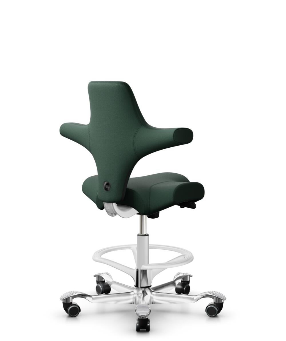 HÅG Capisco 8106 - Select (Gabriel) - Wol / Polyamide - SC68209 - Dark green - Framekleur - Wit - Gasveer - 265 mm (Zithoogte 53-79cm) - Vloercontact - Zachte wielen t.b.v. harde vloeren - Voetenring - Ja, in framekleur - Voetster - Ja, voetster in gep... - 3