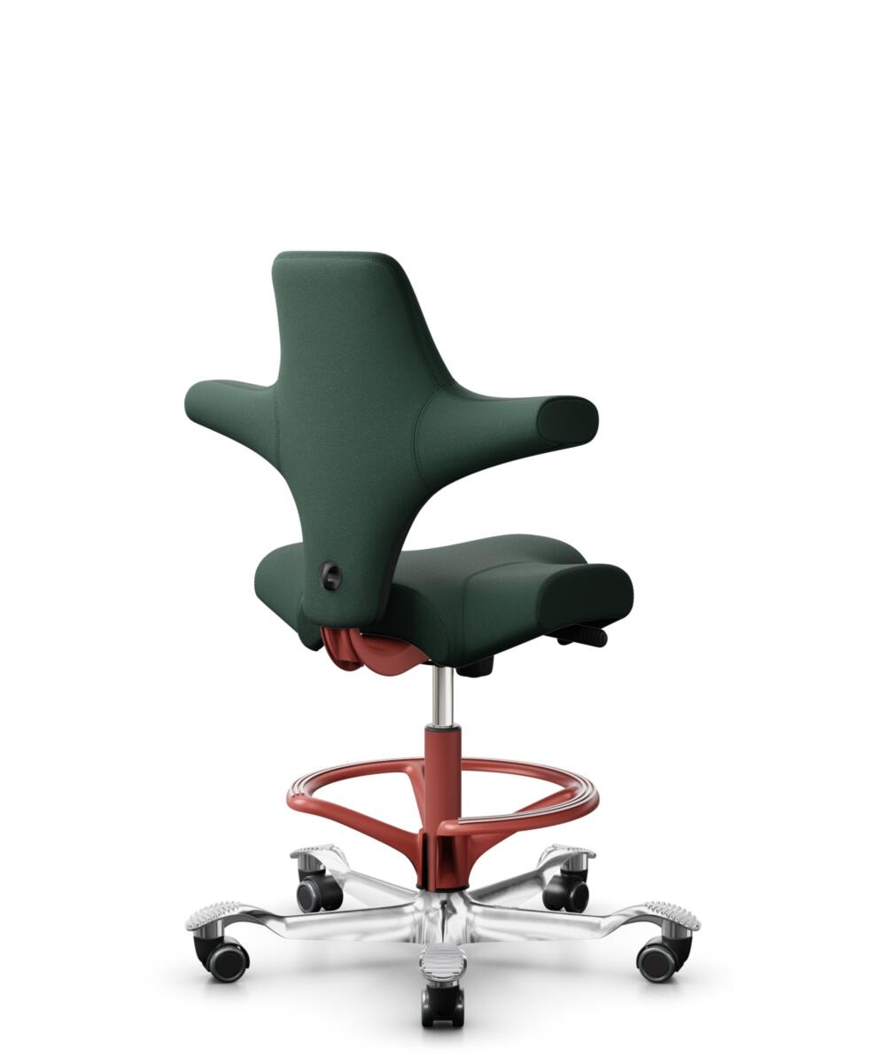 HÅG Capisco 8106 - Select (Gabriel) - Wol / Polyamide - SC68209 - Dark green - Framekleur - Blush Rose - Gasveer - 200 mm (Zithoogte 46-64cm) - Vloercontact - Zachte wielen t.b.v. harde vloeren - Voetenring - Ja, in framekleur - Voetster - Ja, voetster... - 3