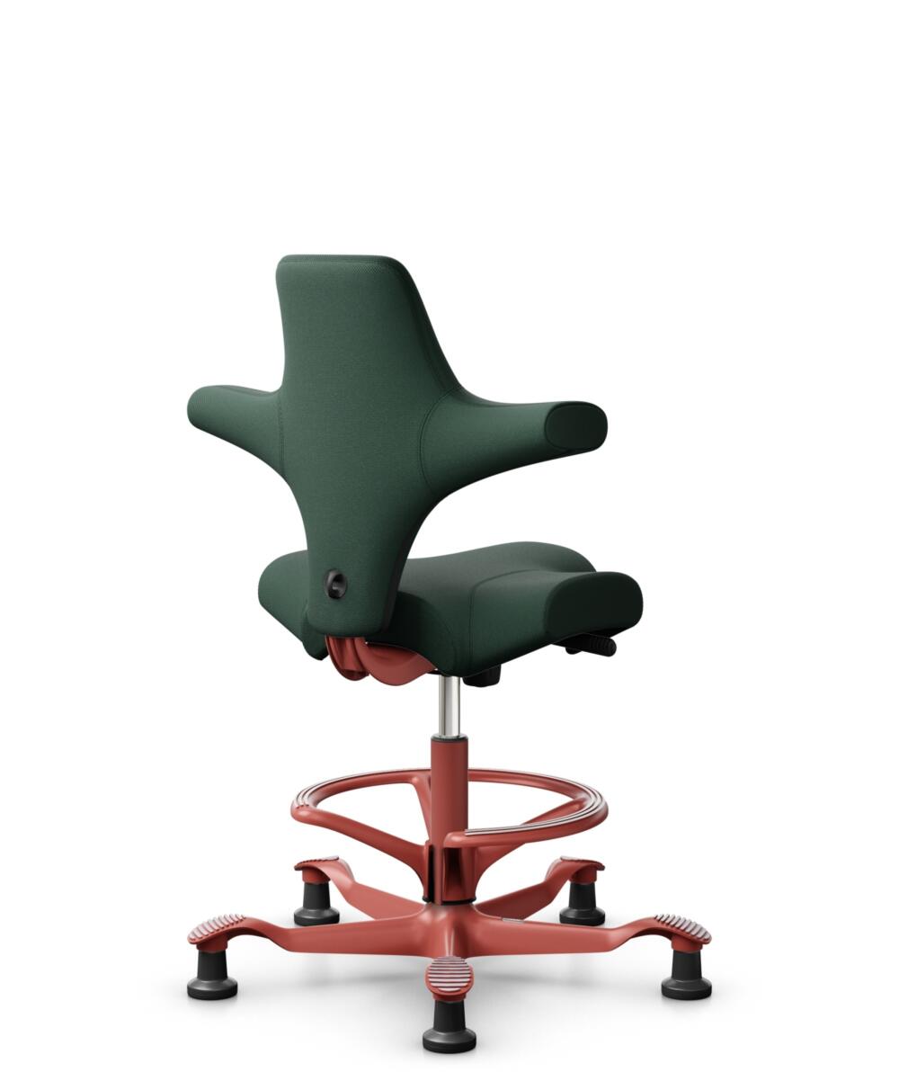 HÅG Capisco 8106 - Select (Gabriel) - Wol / Polyamide - SC68209 - Dark green - Framekleur - Blush Rose - Gasveer - 200 mm (Zithoogte 46-64cm) - Vloercontact - Glijdoppen - Voetenring - Ja, in framekleur - Voetster - Nee, voetster in framekleur - 1