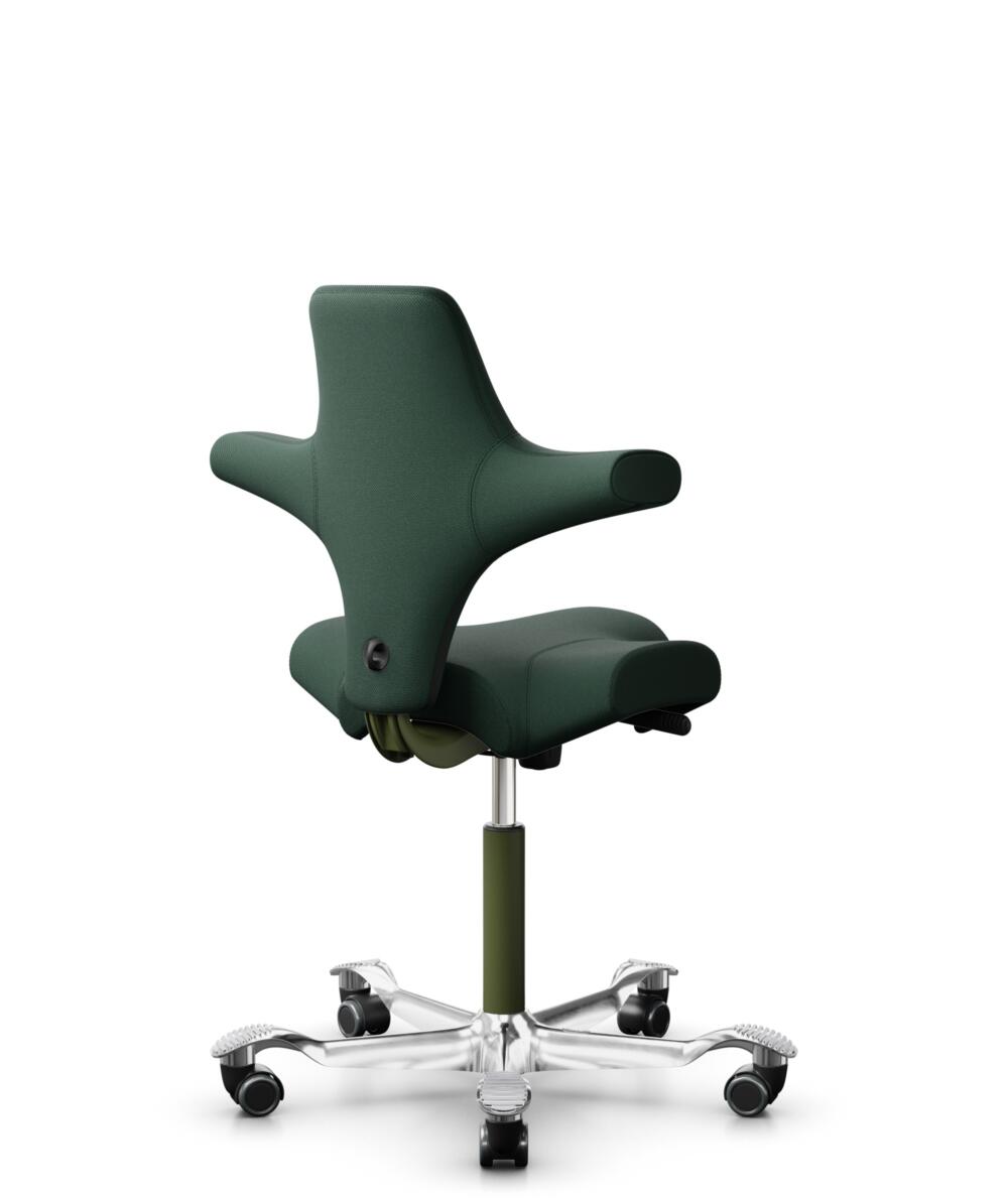 HÅG Capisco 8106 - Select (Gabriel) - Wol / Polyamide - SC68209 - Dark green - Framekleur - Moss Grey - Gasveer - 200 mm (Zithoogte 46-64cm) - Vloercontact - Harde wielen t.b.v. zachte vloeren - Voetenring - Nee, geen voetenring - Voetster - Ja, voetst... - 3
