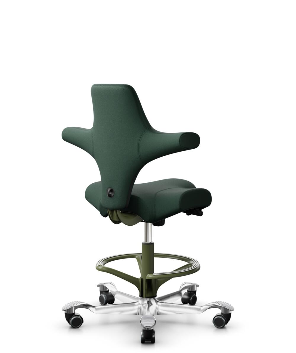 HÅG Capisco 8106 - Select (Gabriel) - Wol / Polyamide - SC68209 - Dark green - Framekleur - Moss Grey - Gasveer - 200 mm (Zithoogte 46-64cm) - Vloercontact - Zachte wielen t.b.v. harde vloeren - Voetenring - Ja, in framekleur - Voetster - Ja, voetster ... - 1