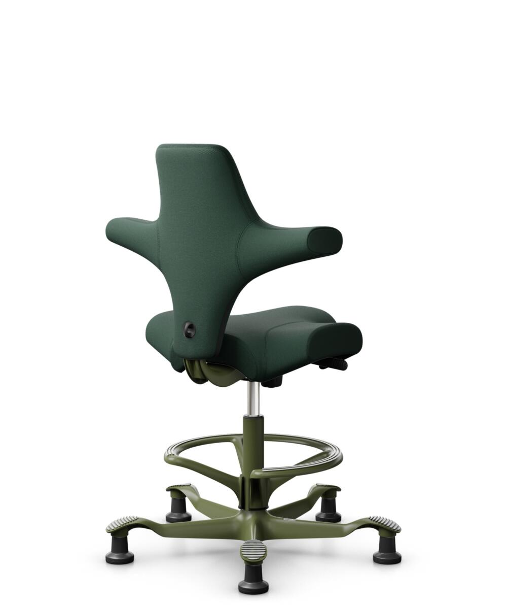 HÅG Capisco 8106 - Select (Gabriel) - Wol / Polyamide - SC68209 - Dark green - Framekleur - Moss Grey - Gasveer - 200 mm (Zithoogte 46-64cm) - Vloercontact - Glijdoppen - Voetenring - Ja, in framekleur - Voetster - Nee, voetster in framekleur - 3