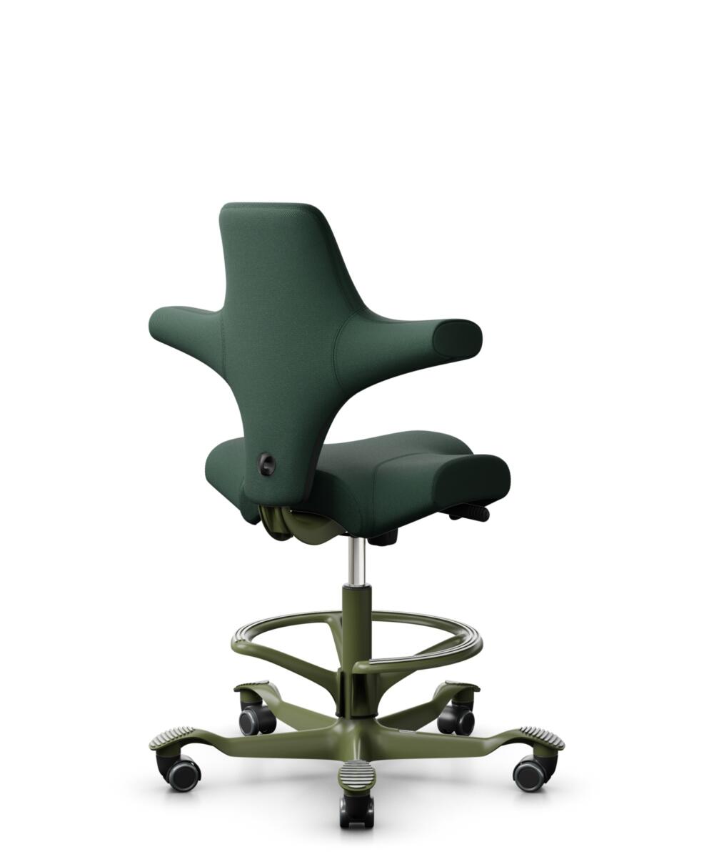 HÅG Capisco 8106 - Select (Gabriel) - Wol / Polyamide - SC68209 - Dark green - Framekleur - Moss Grey - Gasveer - 265 mm (Zithoogte 53-79cm) - Vloercontact - Zachte wielen t.b.v. harde vloeren - Voetenring - Ja, in framekleur - Voetster - Nee, voetster... - 3