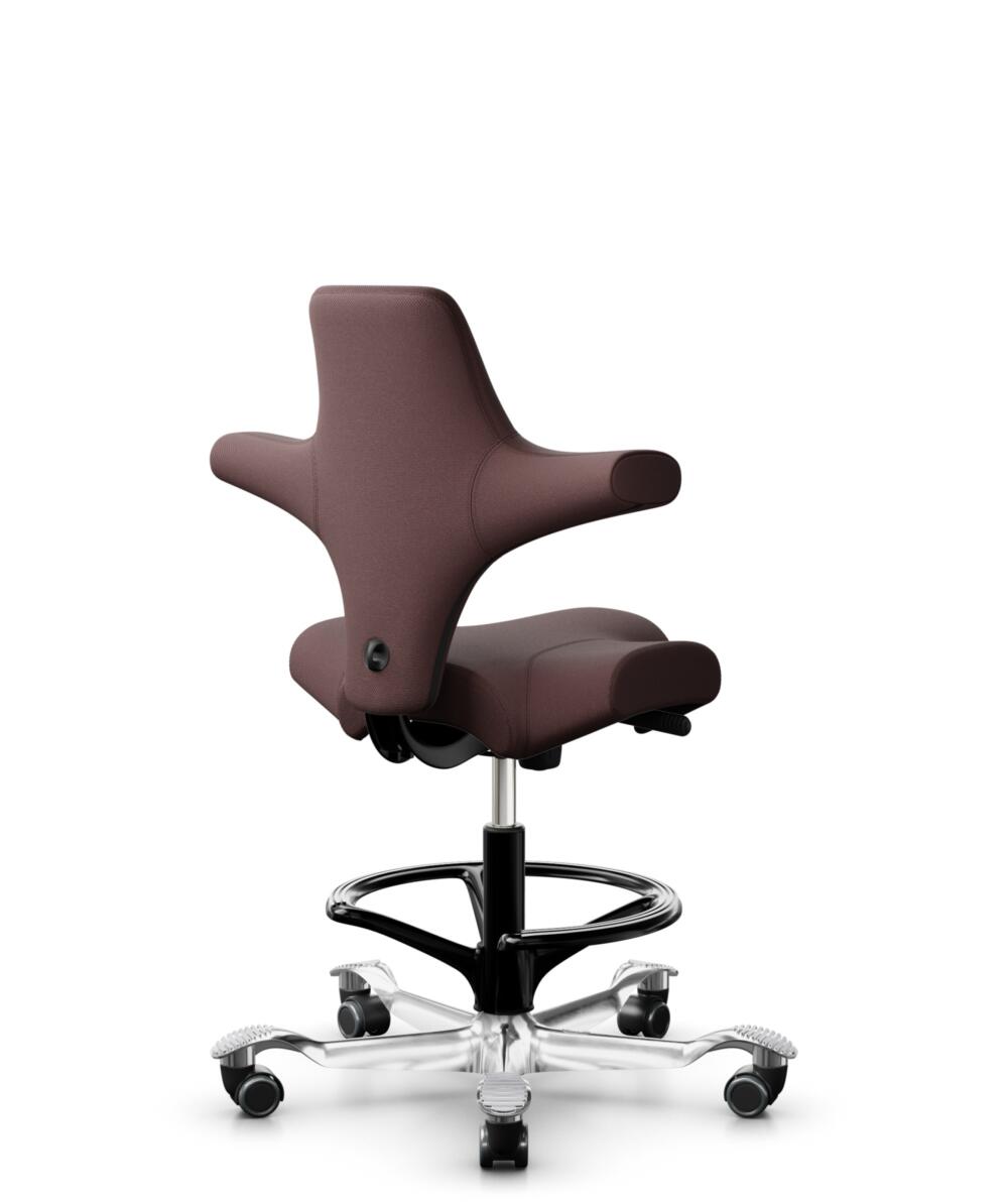 HÅG Capisco 8106 - Select (Gabriel) - Wol / Polyamide - SC61186 - Chestnut - Framekleur - Zwart - Gasveer - 200 mm (Zithoogte 46-64cm) - Vloercontact - Zachte wielen t.b.v. harde vloeren - Voetenring - Ja, in framekleur - Voetster - Ja, voetster in gep... - 3