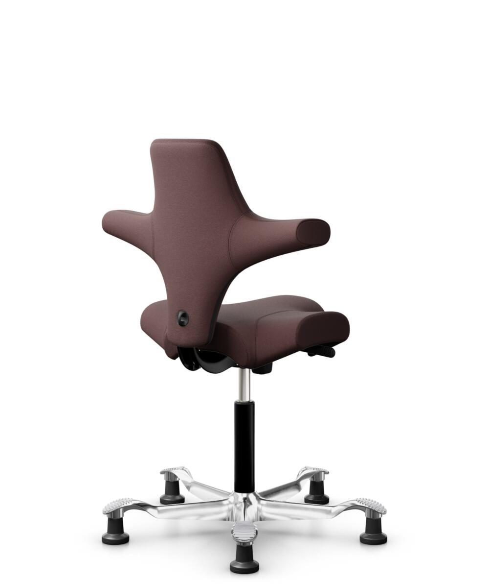 HÅG Capisco 8106 - Select (Gabriel) - Wol / Polyamide - SC61186 - Chestnut - Framekleur - Zwart - Gasveer - 200 mm (Zithoogte 46-64cm) - Vloercontact - Glijdoppen - Voetenring - Nee, geen voetenring - Voetster - Ja, voetster in gepolijst aluminium - 1