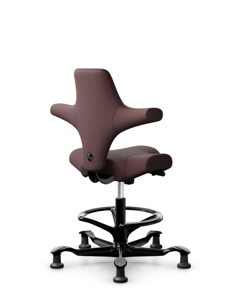 HÅG Capisco 8106 - Select (Gabriel) - Wol / Polyamide - SC61186 - Chestnut - Framekleur - Zwart - Gasveer - 200 mm (Zithoogte 46-64cm) - Vloercontact - Glijdoppen - Voetenring - Ja, in framekleur - Voetster - Nee, voetster in framekleur - 1
