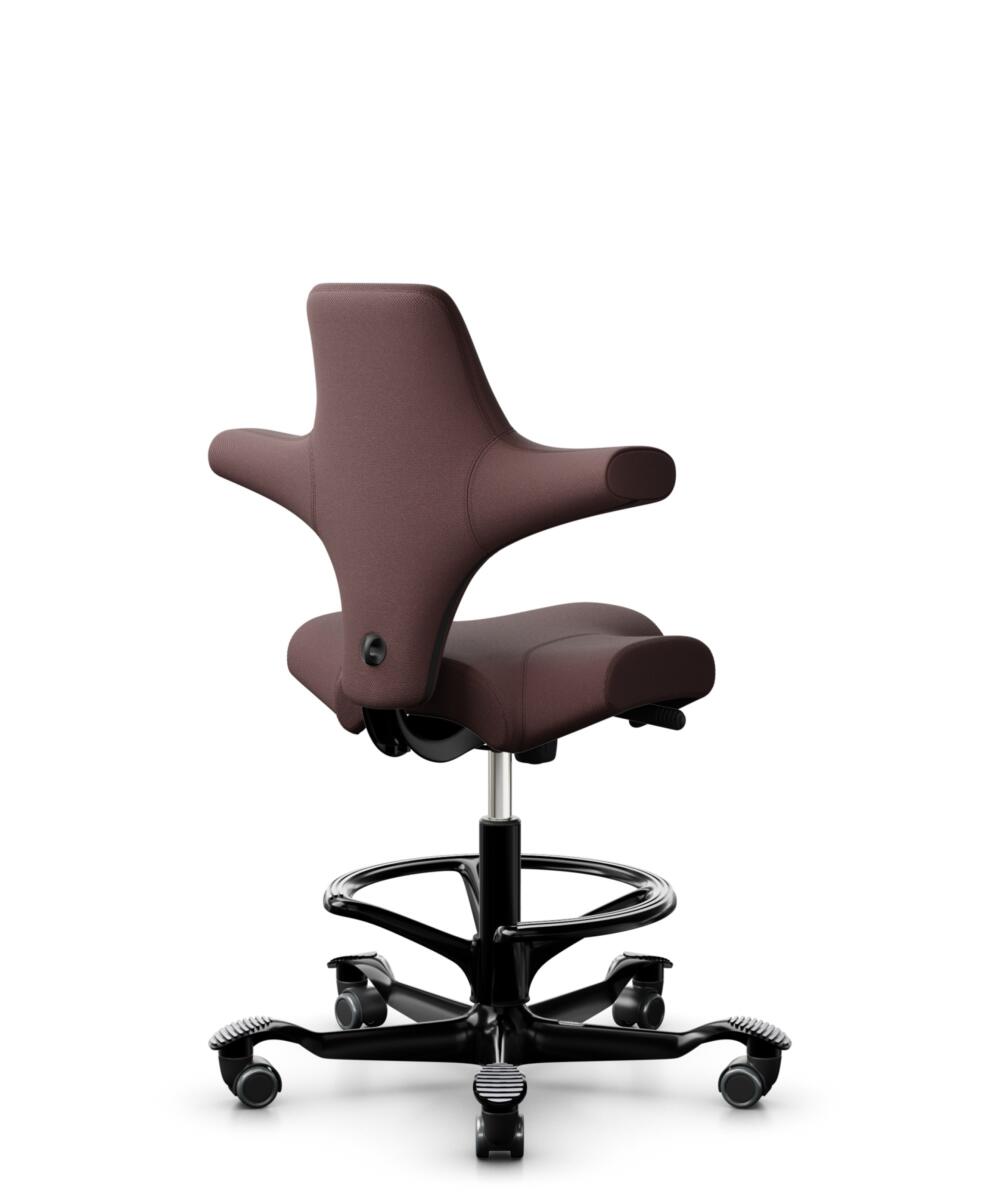HÅG Capisco 8106 - Select (Gabriel) - Wol / Polyamide - SC61186 - Chestnut - Framekleur - Zwart - Gasveer - 265 mm (Zithoogte 53-79cm) - Vloercontact - Harde wielen t.b.v. zachte vloeren - Voetenring - Ja, in framekleur - Voetster - Nee, voetster in fr... - 1