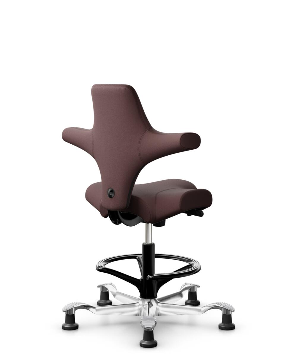 HÅG Capisco 8106 - Select (Gabriel) - Wol / Polyamide - SC61186 - Chestnut - Framekleur - Zwart - Gasveer - 265 mm (Zithoogte 53-79cm) - Vloercontact - Glijdoppen - Voetenring - Ja, in framekleur - Voetster - Ja, voetster in gepolijst aluminium - 3