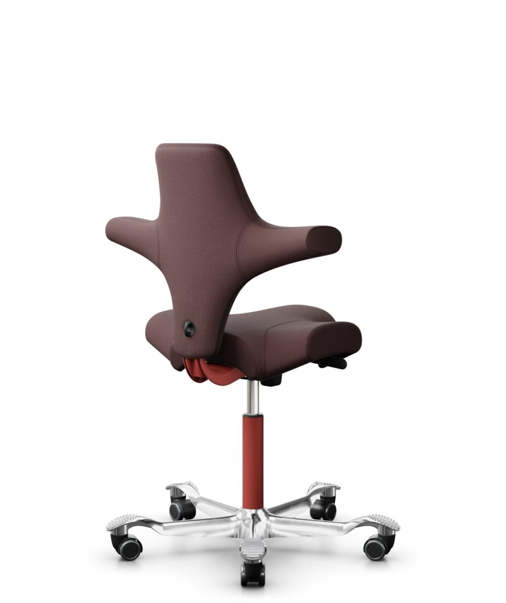 HÅG Capisco 8106 - Select (Gabriel) - Wol / Polyamide - SC61186 - Chestnut - Framekleur - Blush Rose - Gasveer - 200 mm (Zithoogte 46-64cm) - Vloercontact - Harde wielen t.b.v. zachte vloeren - Voetenring - Nee, geen voetenring - Voetster - Ja, voetste... - 1
