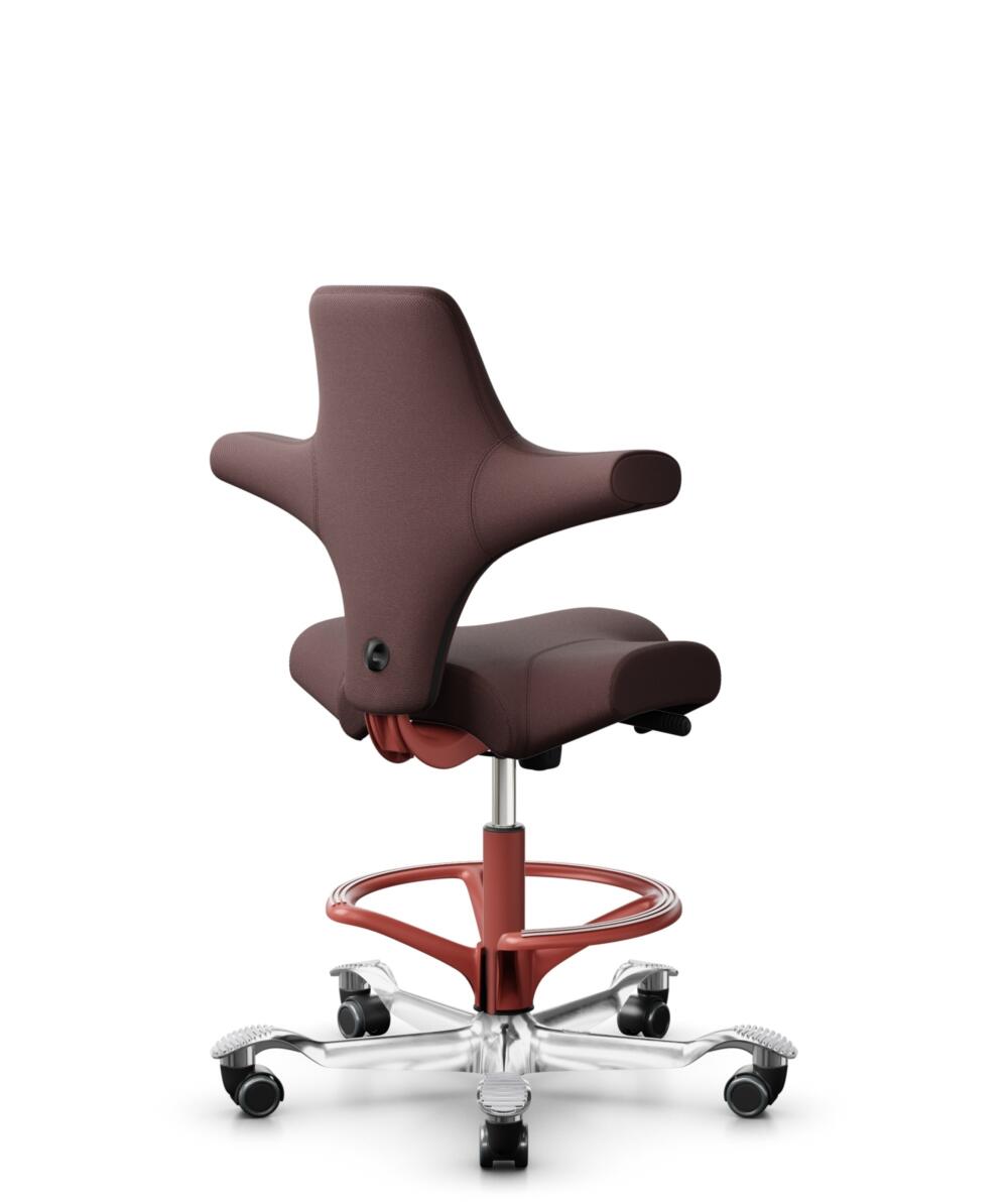 HÅG Capisco 8106 - Select (Gabriel) - Wol / Polyamide - SC61186 - Chestnut - Framekleur - Blush Rose - Gasveer - 200 mm (Zithoogte 46-64cm) - Vloercontact - Harde wielen t.b.v. zachte vloeren - Voetenring - Ja, in framekleur - Voetster - Ja, voetster i... - 3