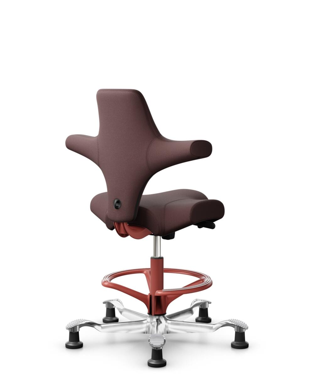 HÅG Capisco 8106 - Select (Gabriel) - Wol / Polyamide - SC61186 - Chestnut - Framekleur - Blush Rose - Gasveer - 200 mm (Zithoogte 46-64cm) - Vloercontact - Glijdoppen - Voetenring - Ja, in framekleur - Voetster - Ja, voetster in gepolijst aluminium - 3
