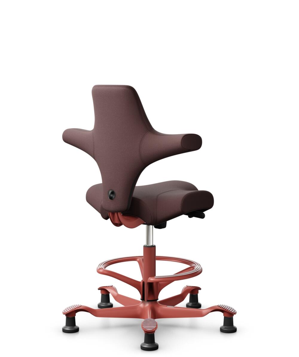 HÅG Capisco 8106 - Select (Gabriel) - Wol / Polyamide - SC61186 - Chestnut - Framekleur - Blush Rose - Gasveer - 265 mm (Zithoogte 53-79cm) - Vloercontact - Glijdoppen - Voetenring - Ja, in framekleur - Voetster - Nee, voetster in framekleur - 1