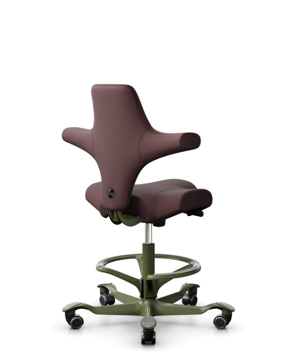 HÅG Capisco 8106 - Select (Gabriel) - Wol / Polyamide - SC61186 - Chestnut - Framekleur - Moss Grey - Gasveer - 200 mm (Zithoogte 46-64cm) - Vloercontact - Zachte wielen t.b.v. harde vloeren - Voetenring - Ja, in framekleur - Voetster - Nee, voetster i... - 3
