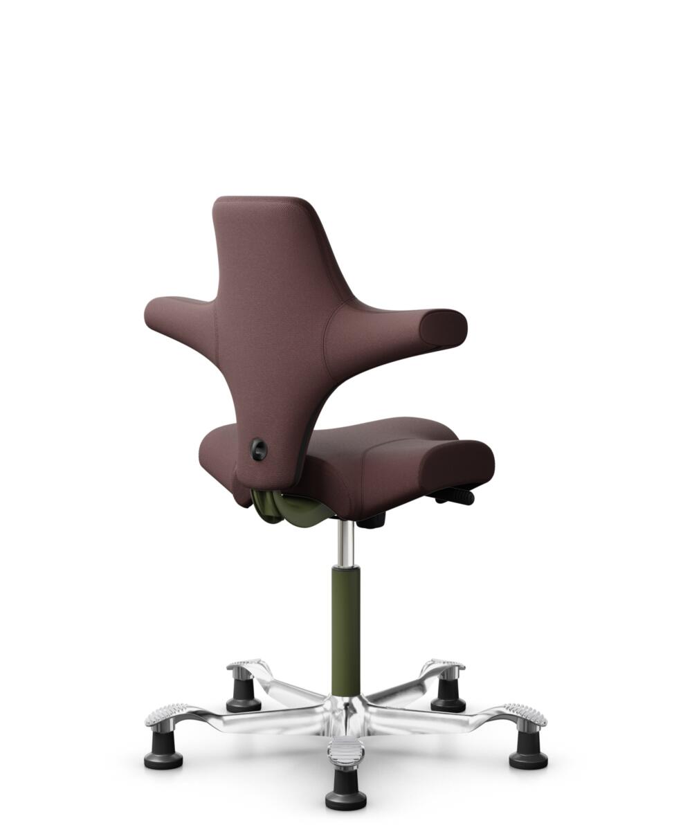 HÅG Capisco 8106 - Select (Gabriel) - Wol / Polyamide - SC61186 - Chestnut - Framekleur - Moss Grey - Gasveer - 265 mm (Zithoogte 53-79cm) - Vloercontact - Glijdoppen - Voetenring - Nee, geen voetenring - Voetster - Ja, voetster in gepolijst aluminium - 3