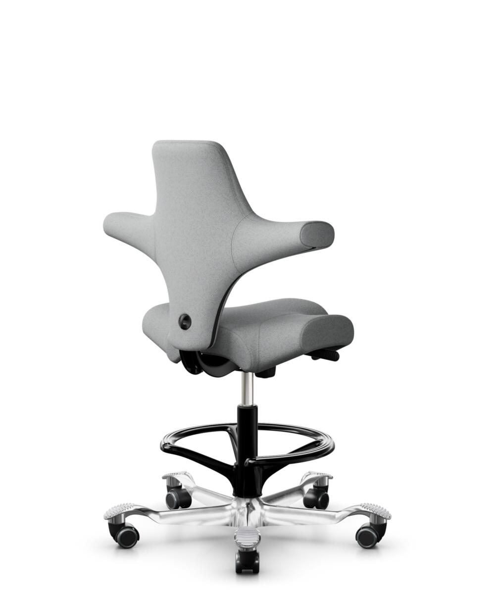 HÅG Capisco 8106 - Capture (Gabriel) - Wol / Polyamide - CPT4102 - Light grey - Framekleur - Zwart - Gasveer - 200 mm (Zithoogte 46-64cm) - Vloercontact - Harde wielen t.b.v. zachte vloeren - Voetenring - Ja, in framekleur - Voetster - Ja, voetster in ... - 3