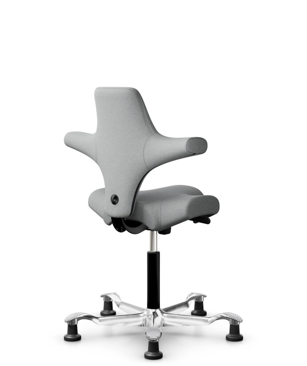 HÅG Capisco 8106 - Capture (Gabriel) - Wol / Polyamide - CPT4102 - Light grey - Framekleur - Zwart - Gasveer - 265 mm (Zithoogte 53-79cm) - Vloercontact - Glijdoppen - Voetenring - Nee, geen voetenring - Voetster - Ja, voetster in gepolijst aluminium - 3