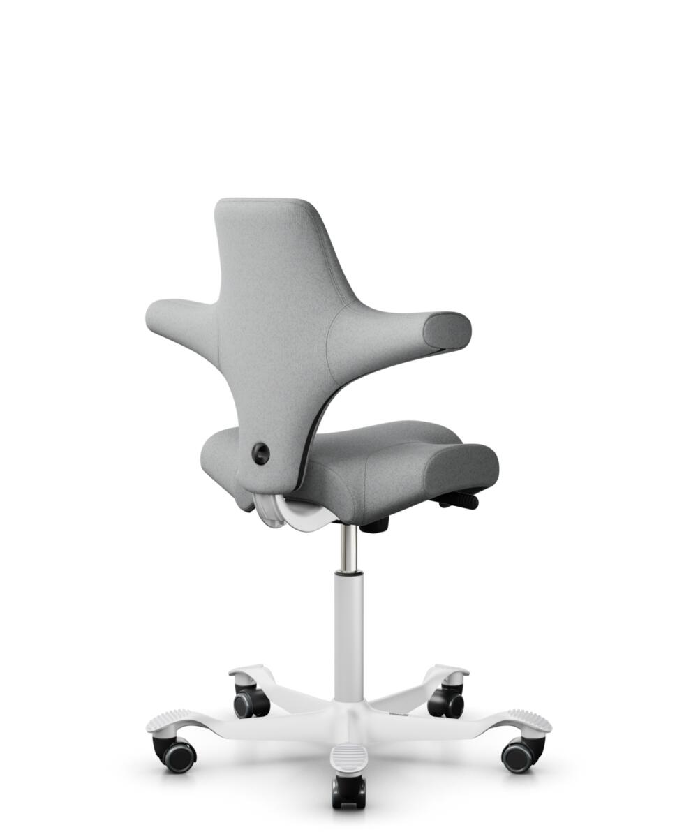 HÅG Capisco 8106 - Capture (Gabriel) - Wol / Polyamide - CPT4102 - Light grey - Framekleur - Wit - Gasveer - 150 mm (Zithoogte 40-55cm) - Vloercontact - Harde wielen t.b.v. zachte vloeren - Voetenring - Nee, geen voetenring - Voetster - Nee, voetster i... - 1