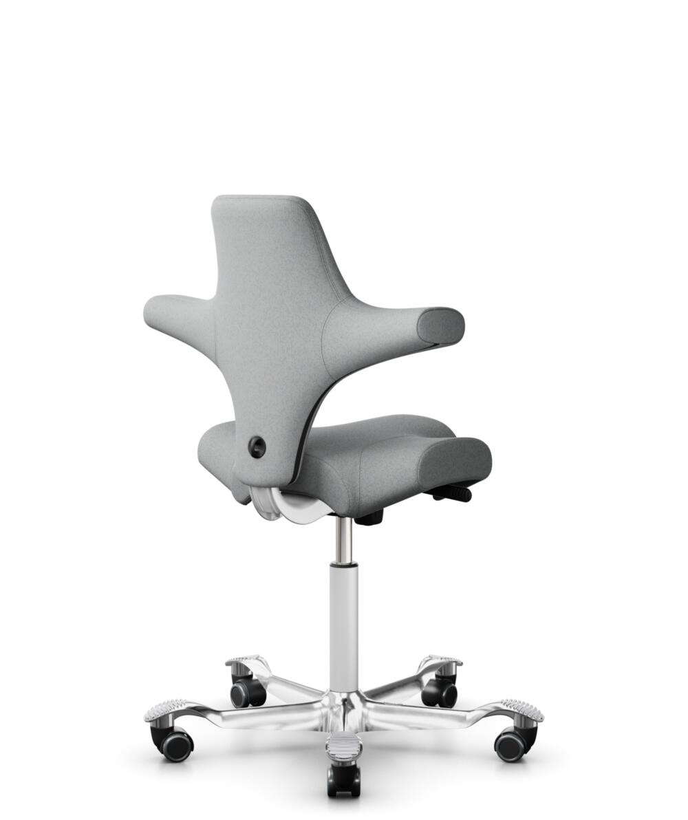 HÅG Capisco 8106 - Capture (Gabriel) - Wol / Polyamide - CPT4102 - Light grey - Framekleur - Wit - Gasveer - 200 mm (Zithoogte 46-64cm) - Vloercontact - Zachte wielen t.b.v. harde vloeren - Voetenring - Nee, geen voetenring - Voetster - Ja, voetster in... - 1