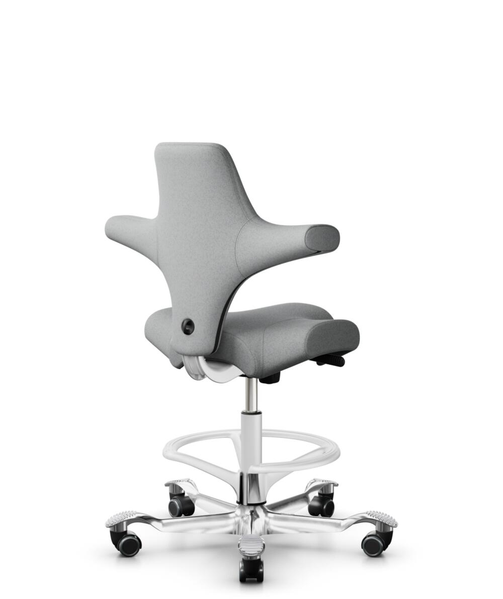 HÅG Capisco 8106 - Capture (Gabriel) - Wol / Polyamide - CPT4102 - Light grey - Framekleur - Wit - Gasveer - 200 mm (Zithoogte 46-64cm) - Vloercontact - Zachte wielen t.b.v. harde vloeren - Voetenring - Ja, in framekleur - Voetster - Ja, voetster in ge... - 3