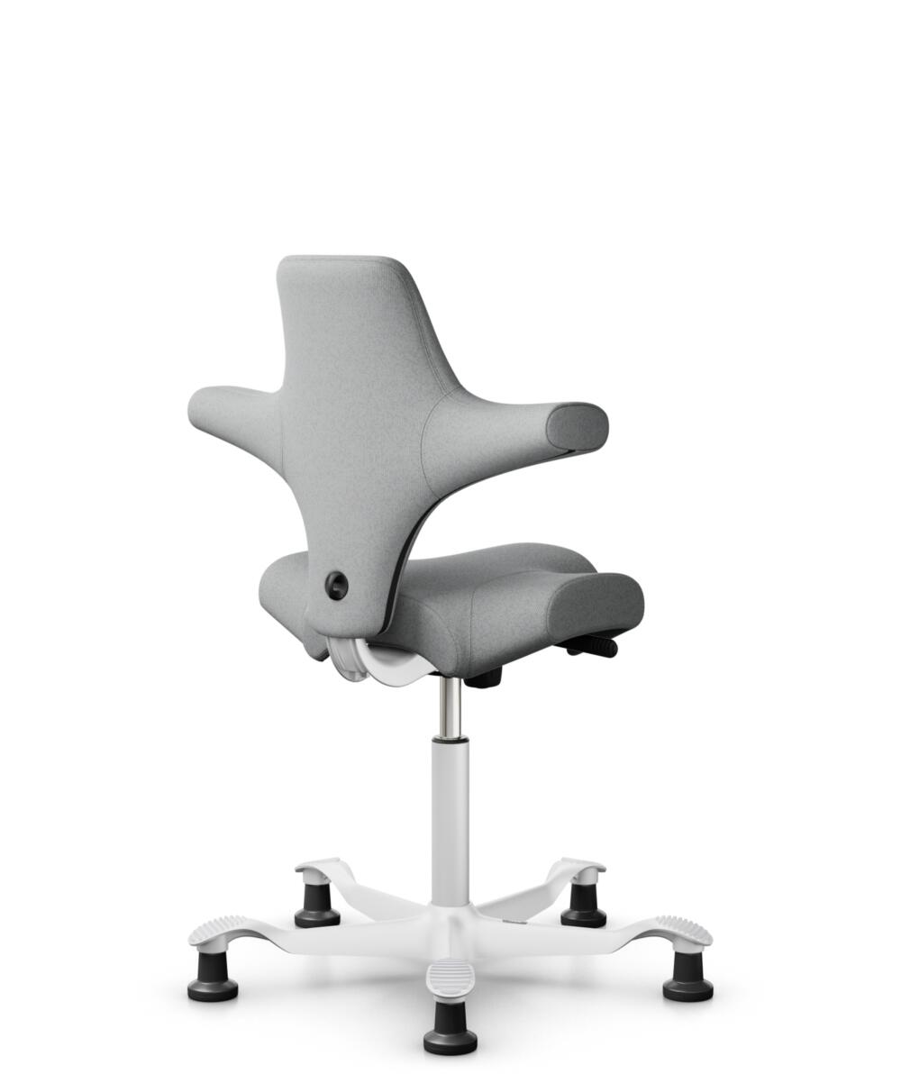 HÅG Capisco 8106 - Capture (Gabriel) - Wol / Polyamide - CPT4102 - Light grey - Framekleur - Wit - Gasveer - 265 mm (Zithoogte 53-79cm) - Vloercontact - Glijdoppen - Voetenring - Nee, geen voetenring - Voetster - Nee, voetster in framekleur - 3