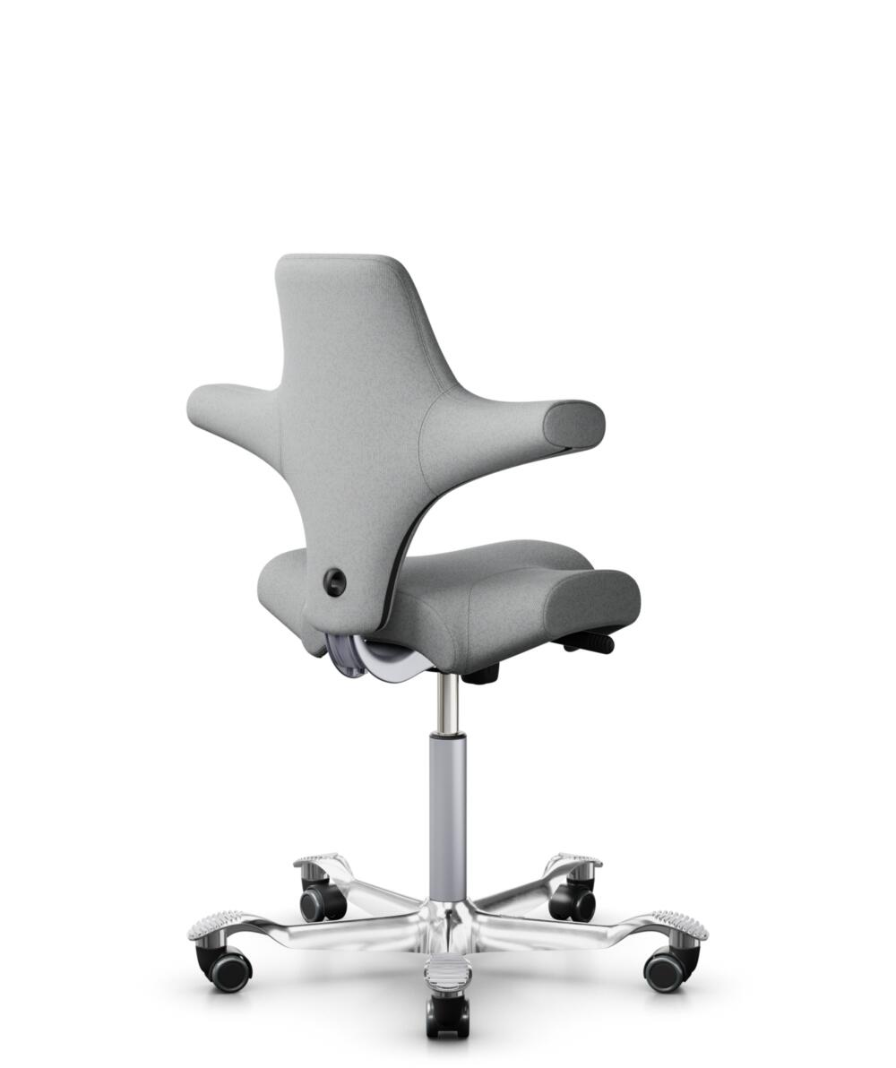 HÅG Capisco 8106 - Capture (Gabriel) - Wol / Polyamide - CPT4102 - Light grey - Framekleur - Zilver - Gasveer - 150 mm (Zithoogte 40-55cm) - Vloercontact - Harde wielen t.b.v. zachte vloeren - Voetenring - Nee, geen voetenring - Voetster - Ja, voetster... - 3