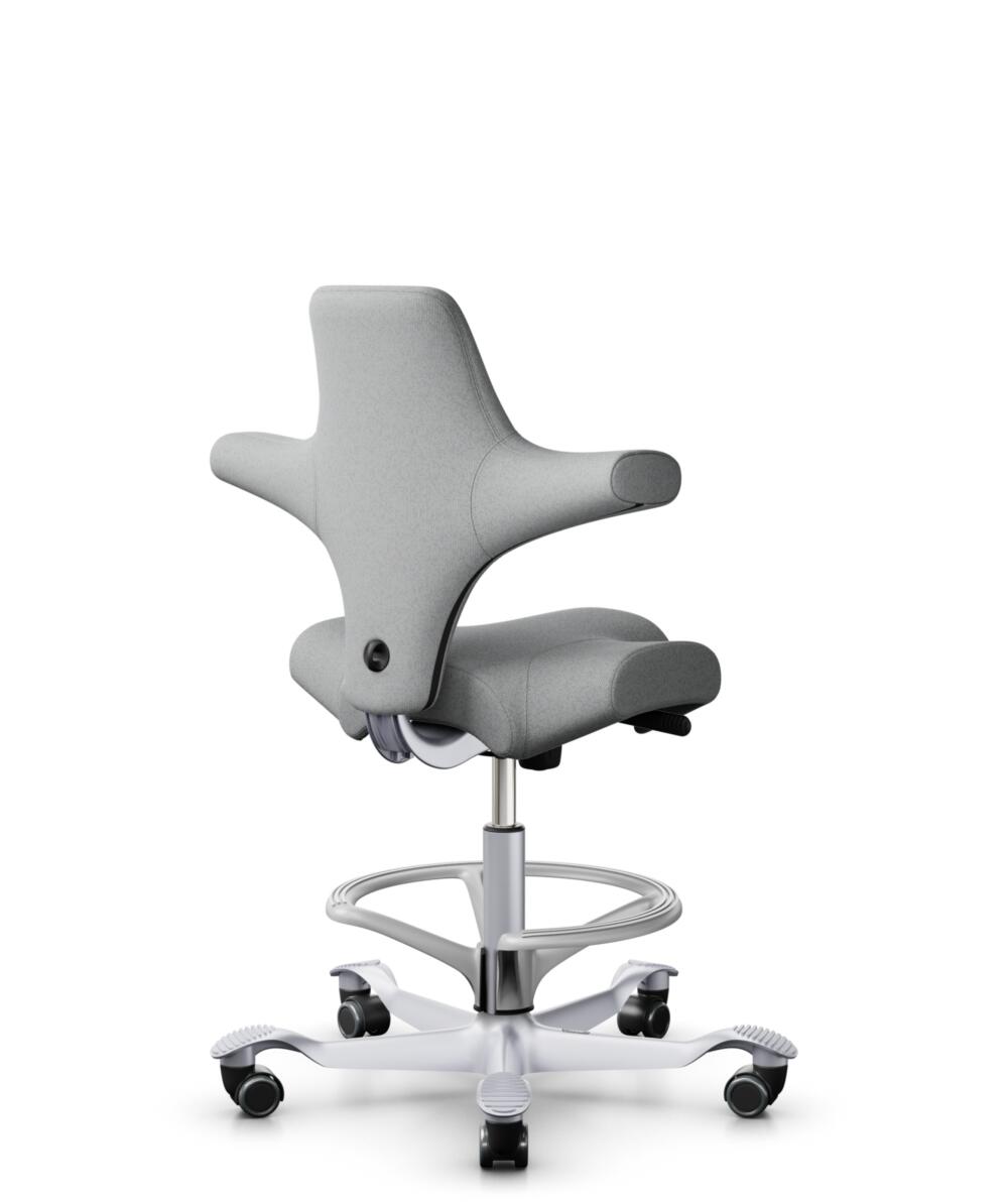 HÅG Capisco 8106 - Capture (Gabriel) - Wol / Polyamide - CPT4102 - Light grey - Framekleur - Zilver - Gasveer - 200 mm (Zithoogte 46-64cm) - Vloercontact - Zachte wielen t.b.v. harde vloeren - Voetenring - Ja, in framekleur - Voetster - Nee, voetster i... - 1