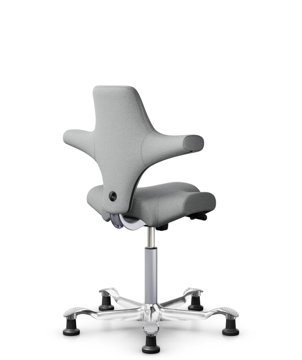 HÅG Capisco 8106 - Capture (Gabriel) - Wol / Polyamide - CPT4102 - Light grey - Framekleur - Zilver - Gasveer - 200 mm (Zithoogte 46-64cm) - Vloercontact - Glijdoppen - Voetenring - Nee, geen voetenring - Voetster - Ja, voetster in gepolijst aluminium - 1