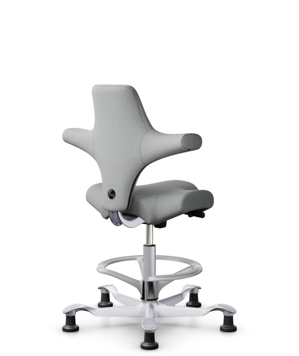 HÅG Capisco 8106 - Capture (Gabriel) - Wol / Polyamide - CPT4102 - Light grey - Framekleur - Zilver - Gasveer - 200 mm (Zithoogte 46-64cm) - Vloercontact - Glijdoppen - Voetenring - Ja, in framekleur - Voetster - Nee, voetster in framekleur - 1