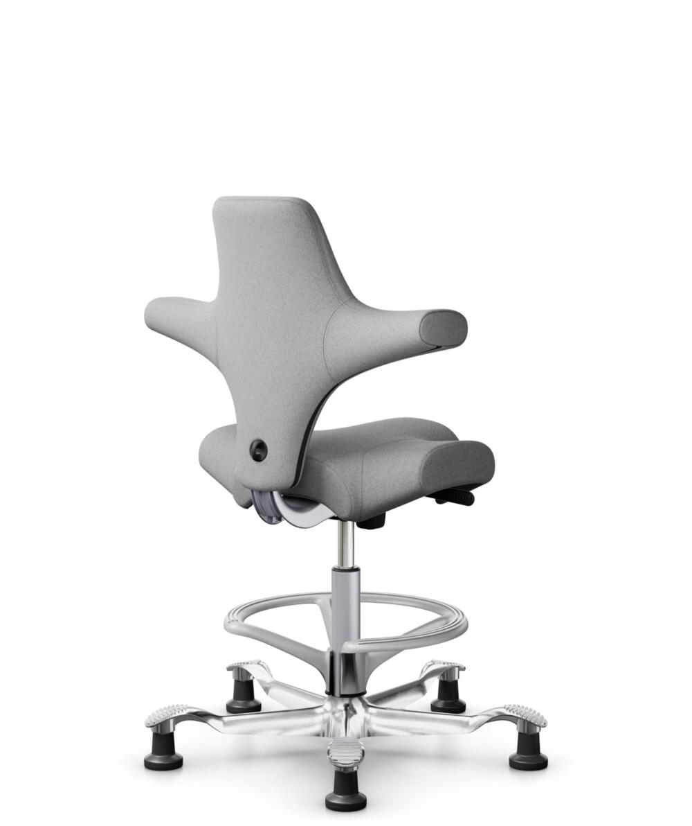 HÅG Capisco 8106 - Capture (Gabriel) - Wol / Polyamide - CPT4102 - Light grey - Framekleur - Zilver - Gasveer - 265 mm (Zithoogte 53-79cm) - Vloercontact - Glijdoppen - Voetenring - Ja, in framekleur - Voetster - Ja, voetster in gepolijst aluminium - 1